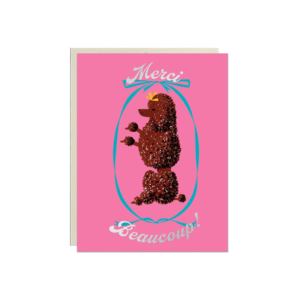 Merci Beaucoup Poodle – Foil Thank You ✿ Appreciation Card