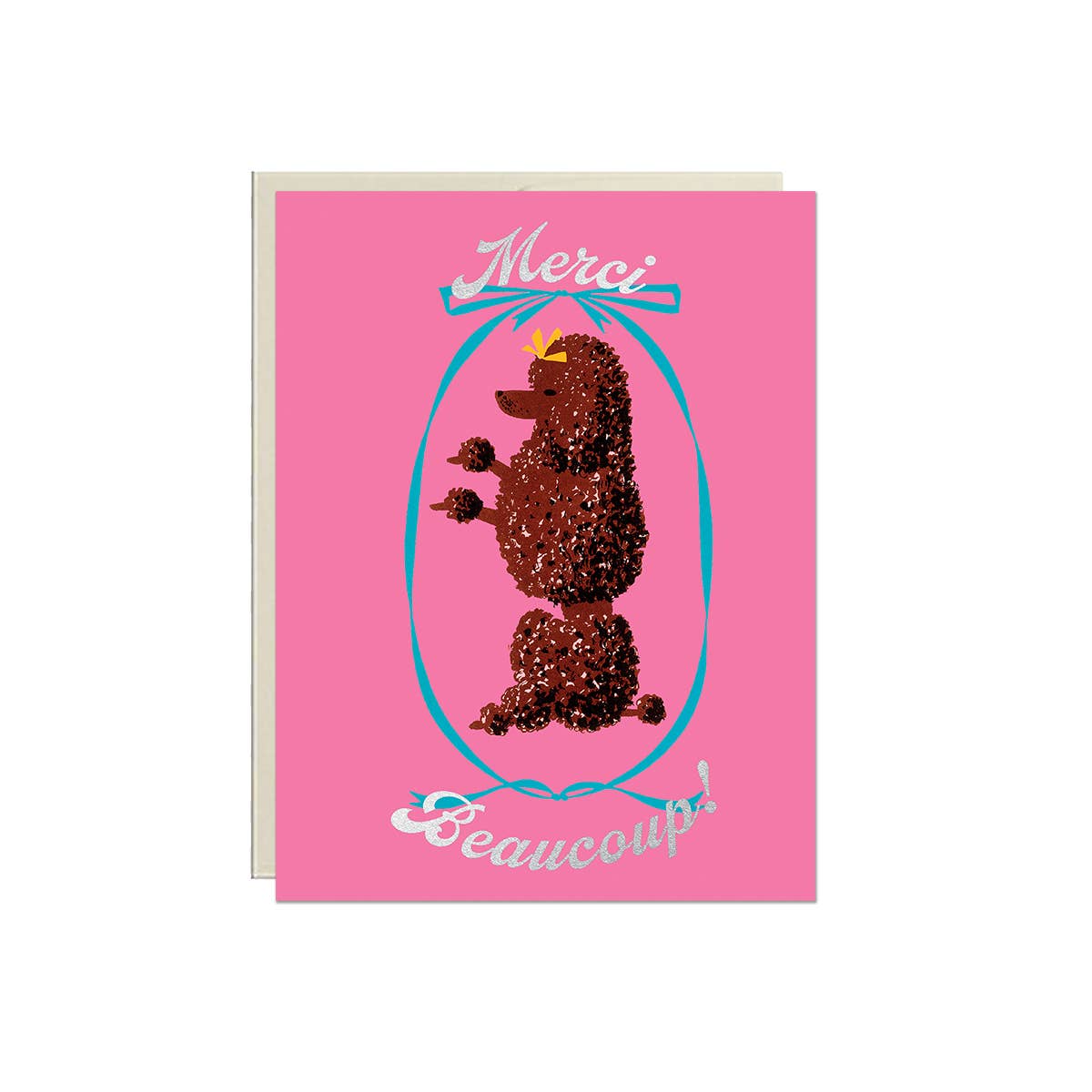 Merci Beaucoup Poodle – Foil Thank You ✿ Appreciation Card