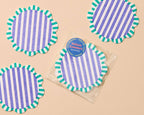 Letterpress Reusable Vellum Coasters—Capri Stripe: Teal/Purp