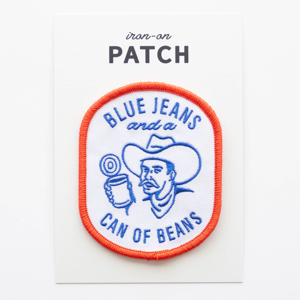 Blue Jeans and a Can of Beans Embroidered Iron on Patch