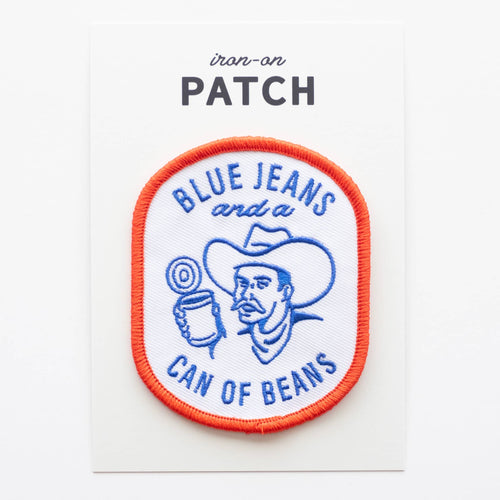 Blue Jeans and a Can of Beans Embroidered Iron on Patch