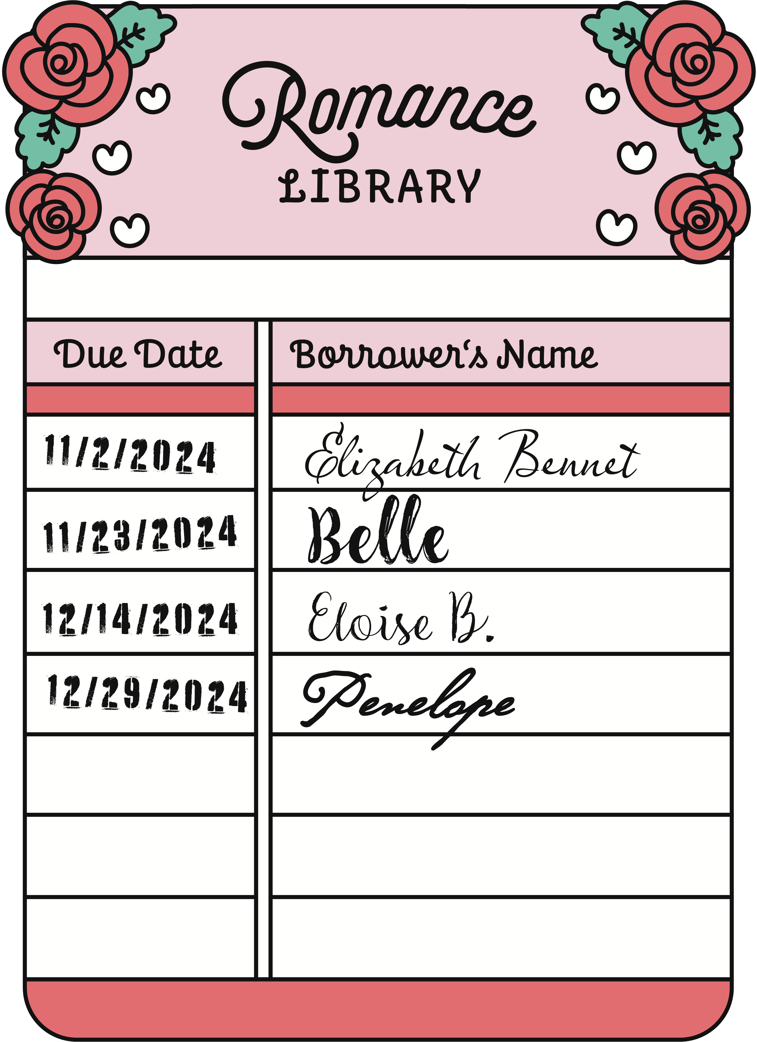 Library Dues Cards Bookish Tropes Book Plates