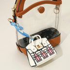House Printed Faux Leather Elegant and Stylish Mini Purse / Bag Charm
