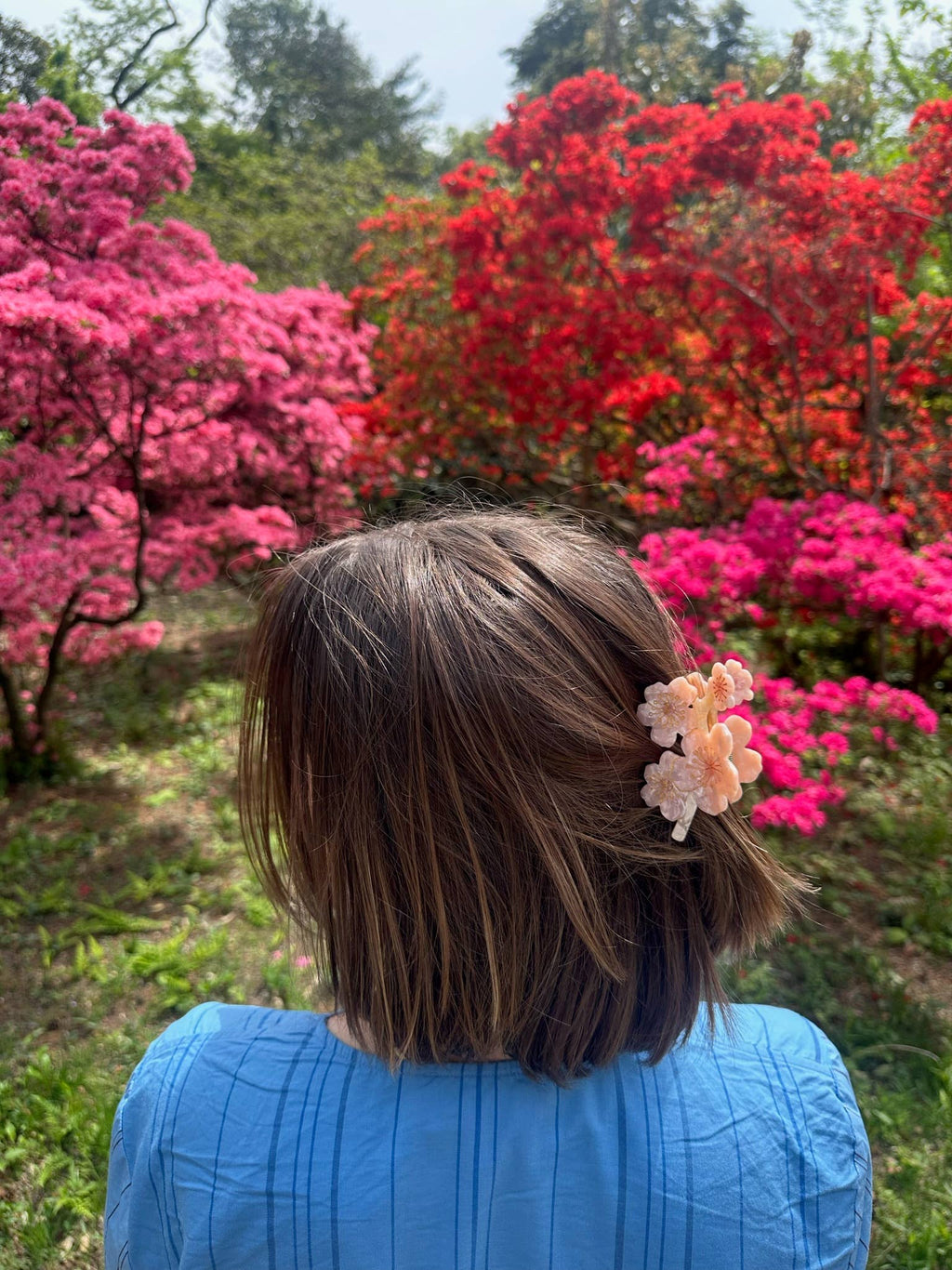 Hand-painted Cherry Blossoms Flower Claw Hair Clip