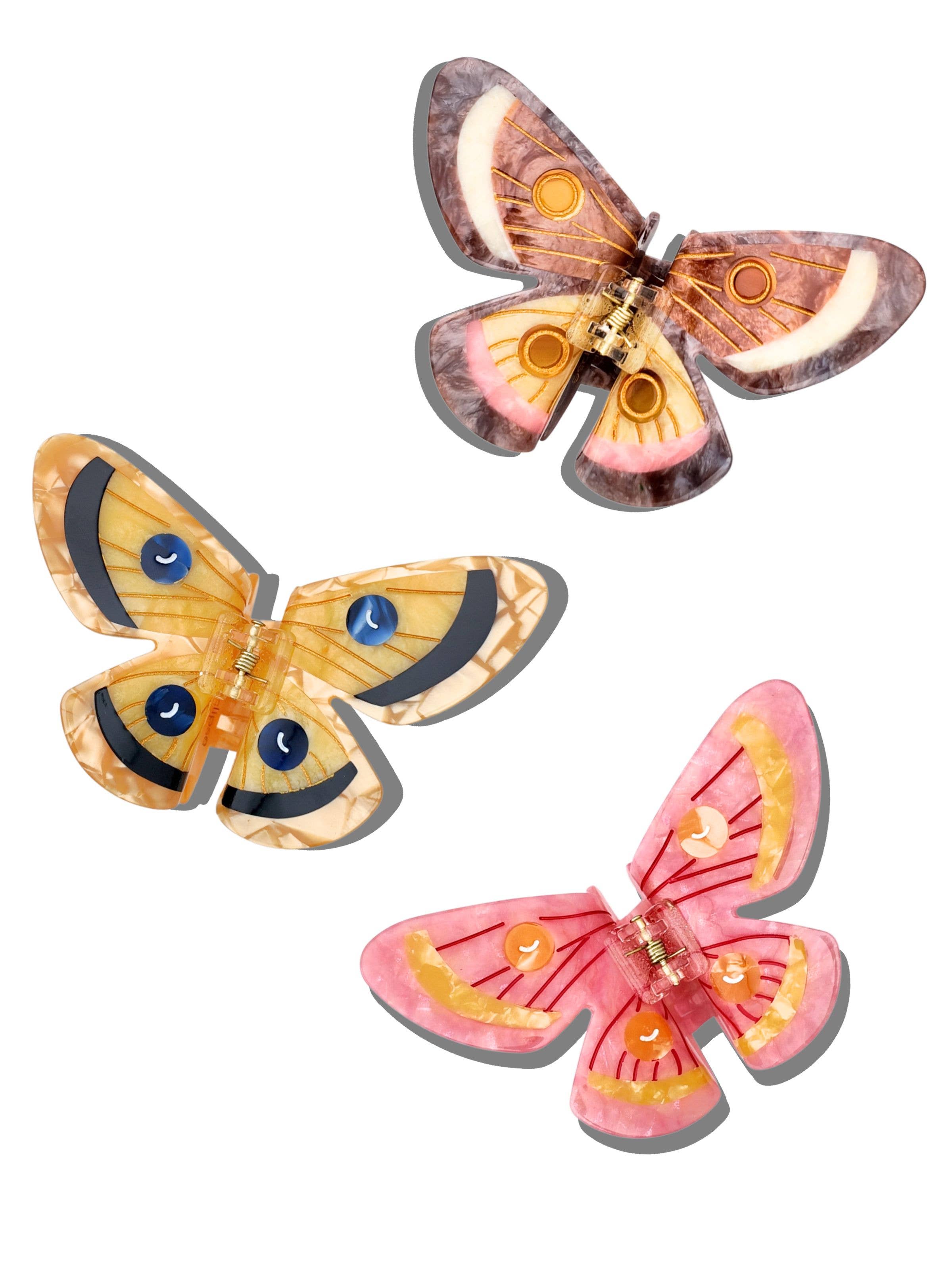 Hand-painted Emperor Silk Moth Claw Hair Clip
