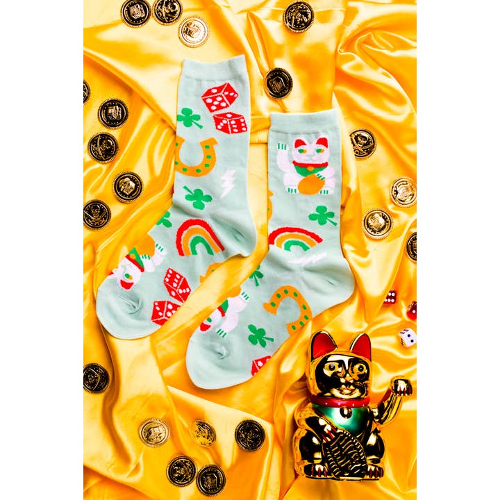 Lucky Cat & Clover Crew Socks