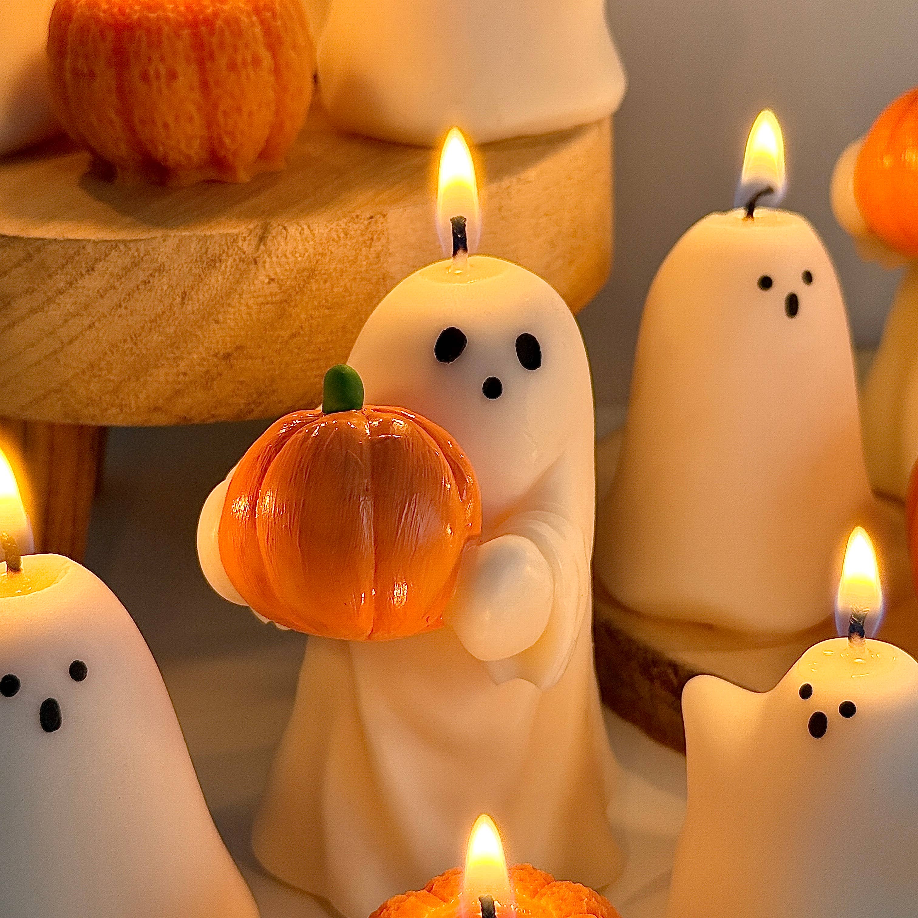 Halloween Pumpkin Ghost Candle