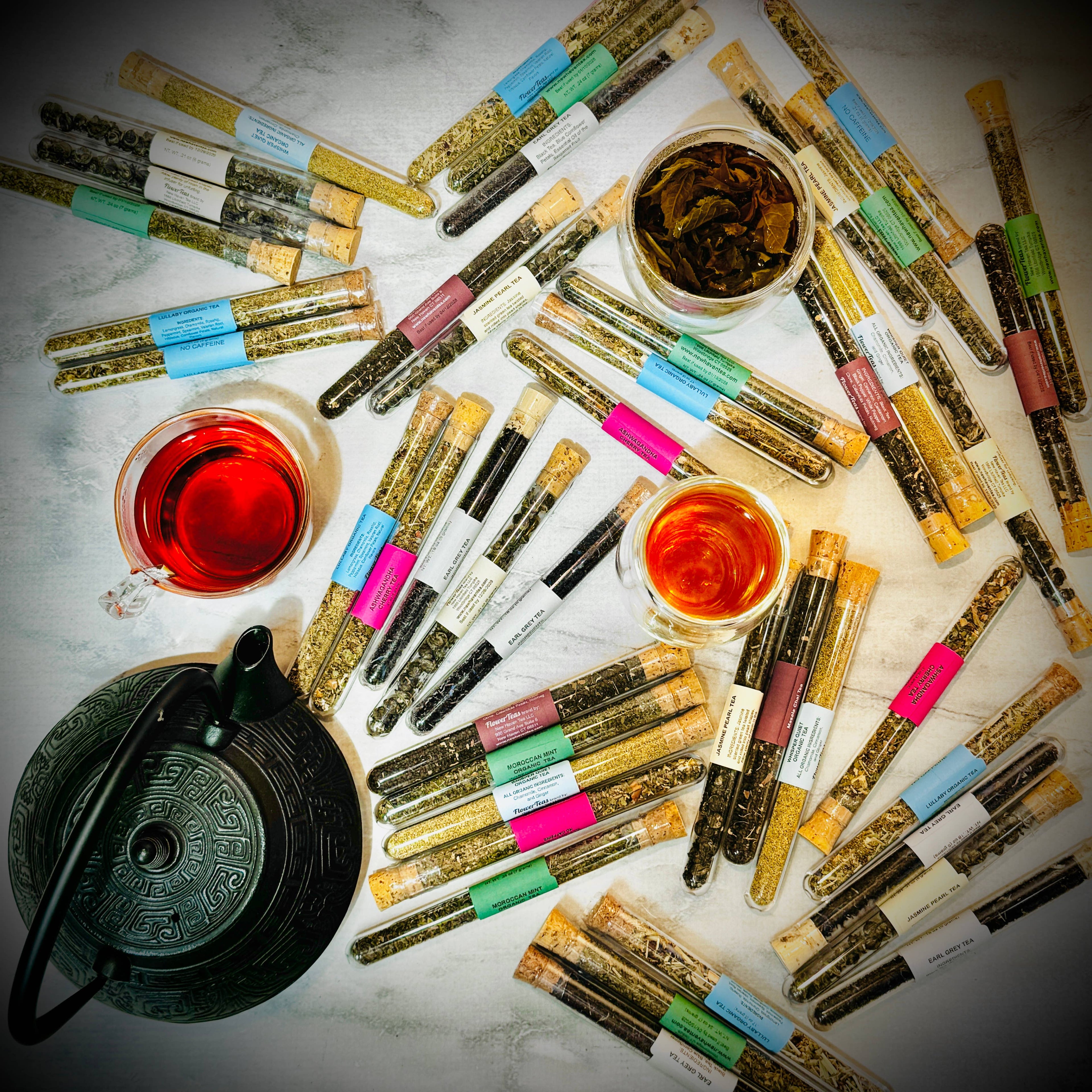 Loose Leaf Tea and Matcha in Test Tube