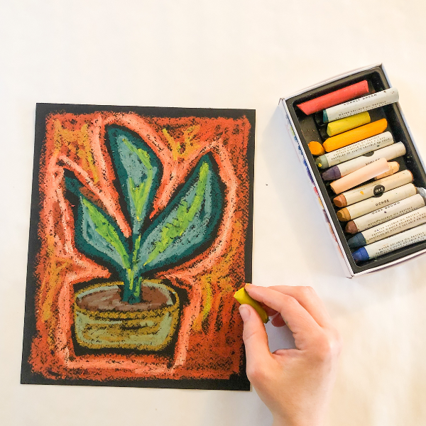 Potted Plants with Pastels