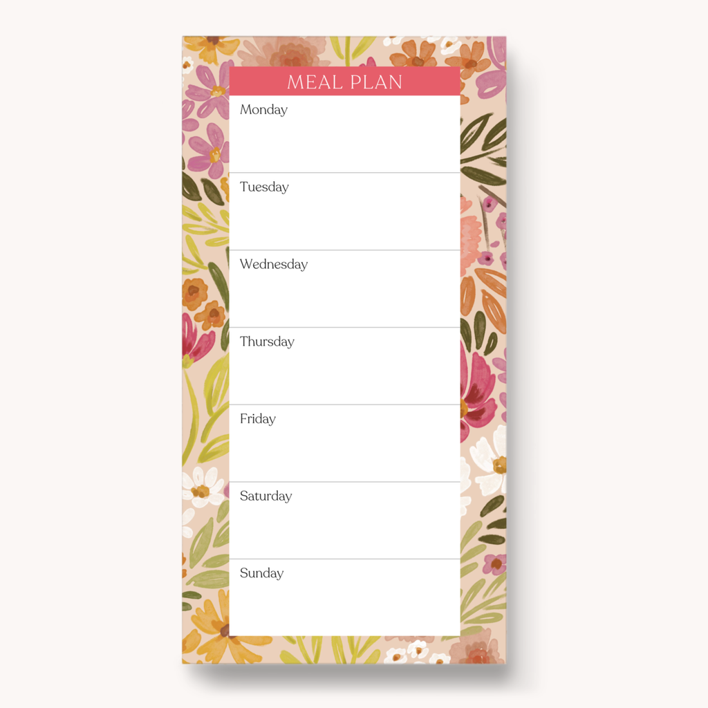 Floral Magnetic Meal Plan Notepad