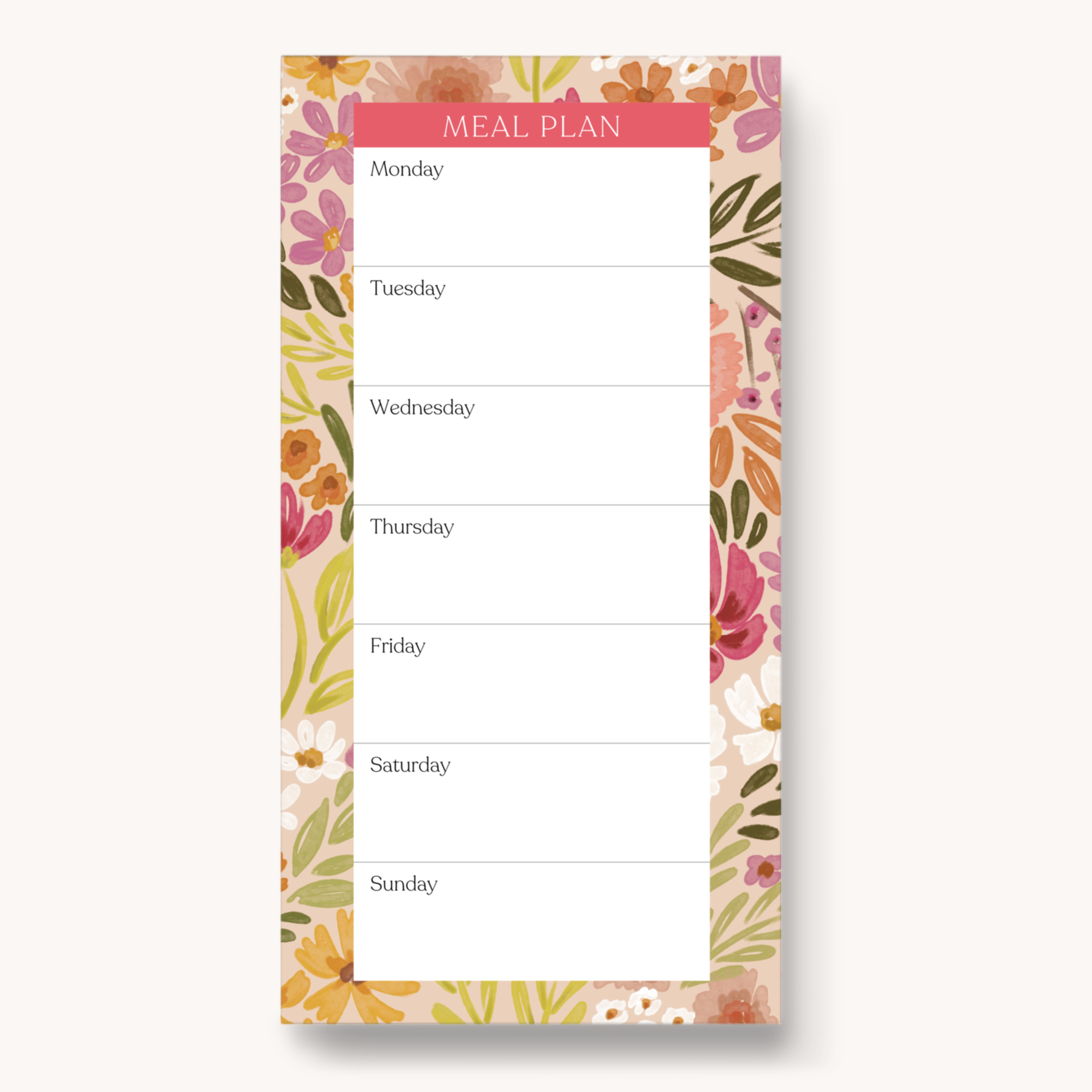 Floral Magnetic Meal Plan Notepad