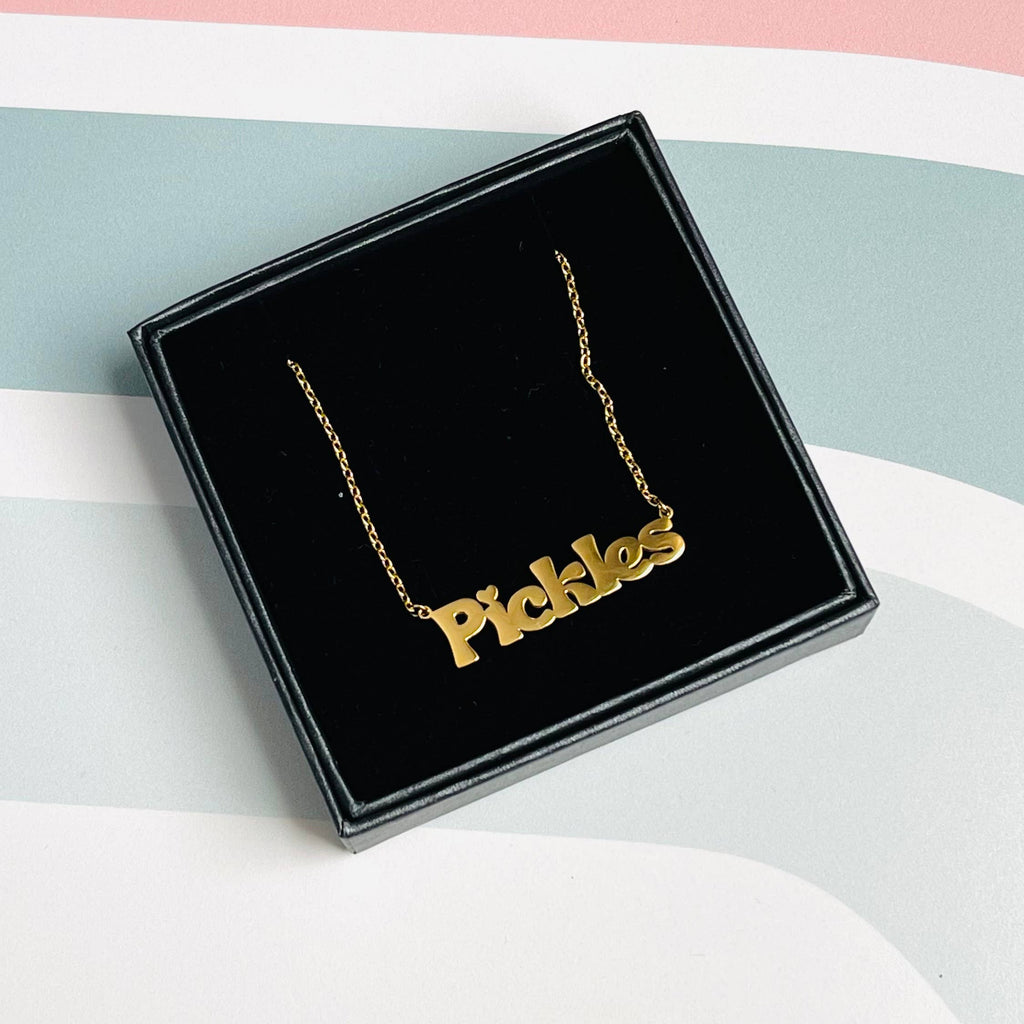 Pickles word Necklace stainless steel silver or gold food