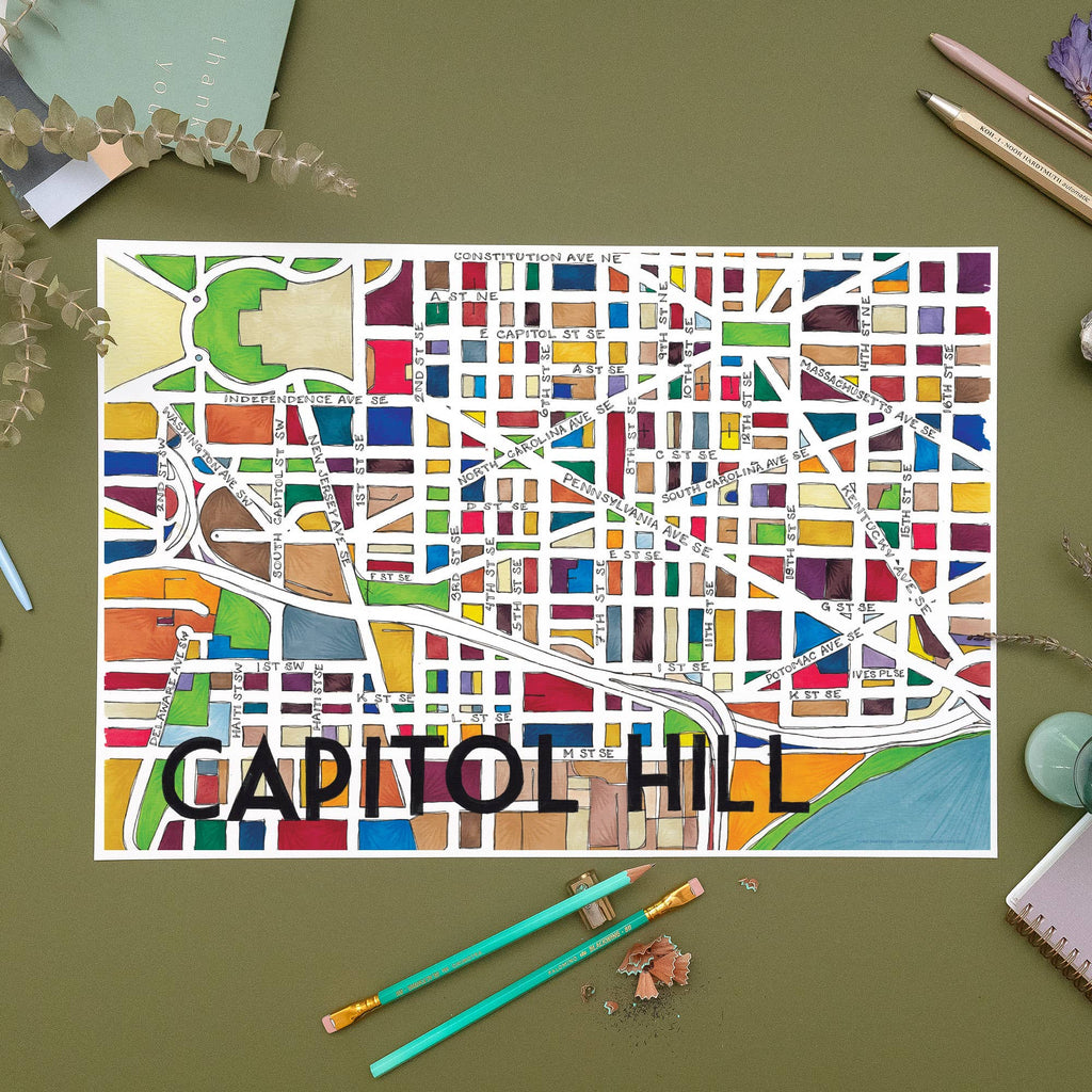 Capitol Hill Map Art Print
