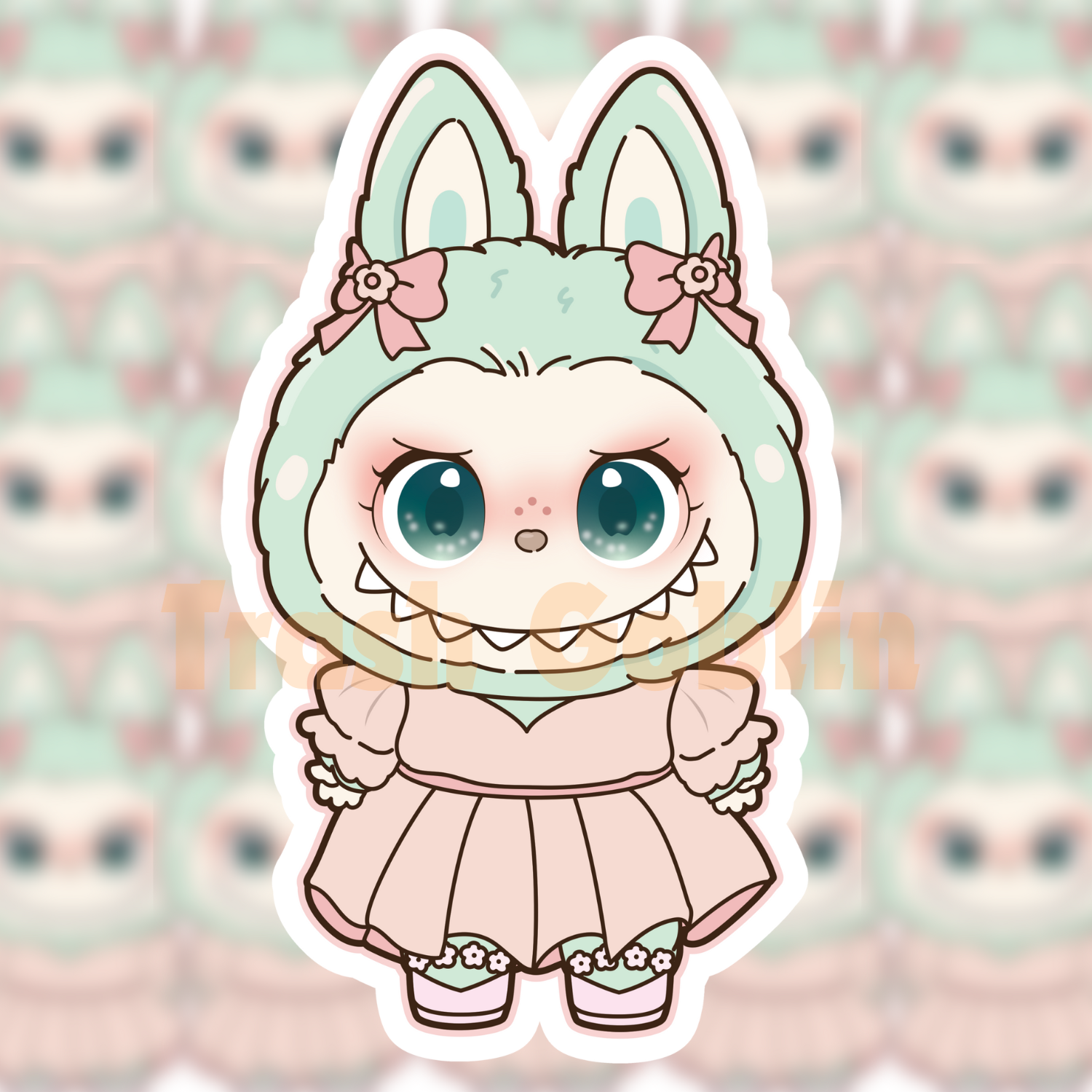 Pink Pastel Dress Labubu Vinyl Sticker