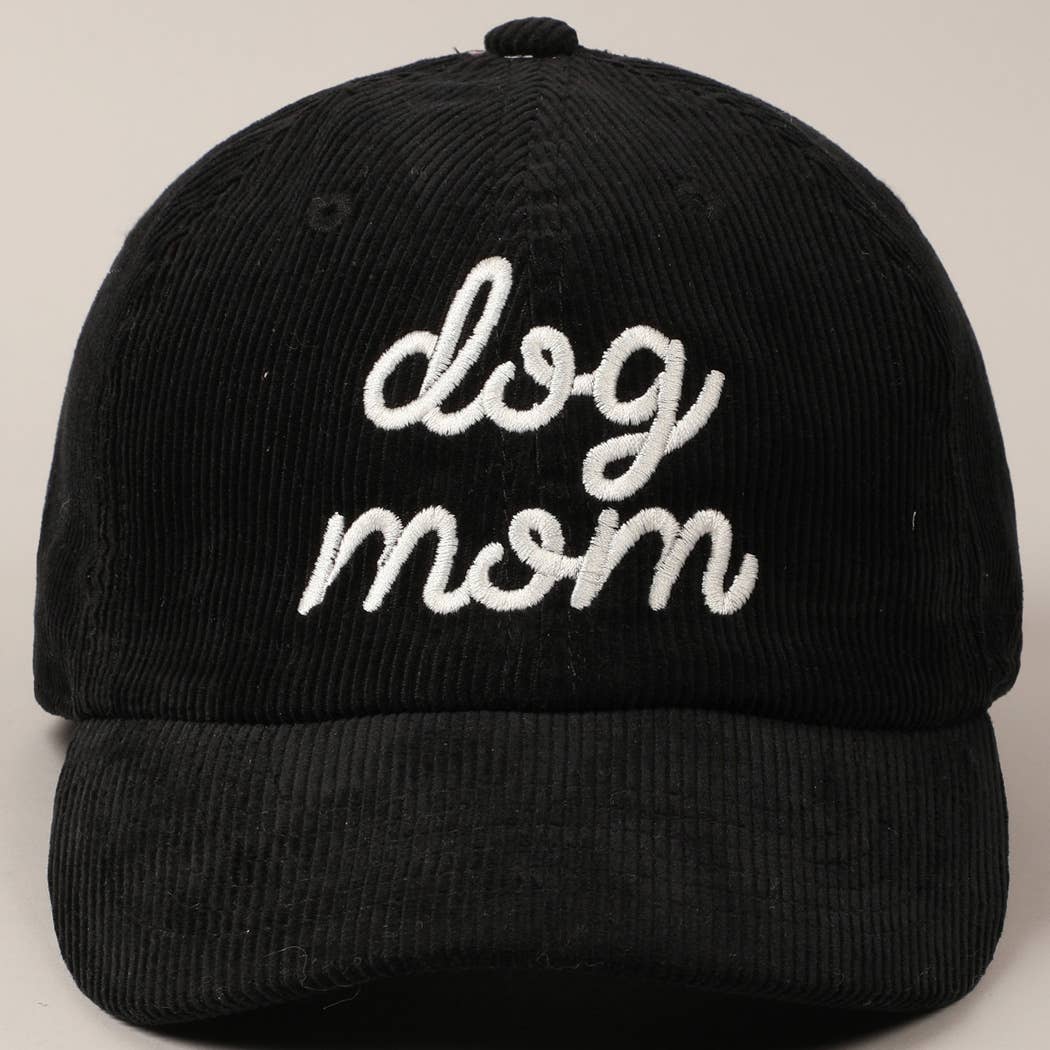 Dog Mom Text Solid Color Corduroy Baseball Cap
