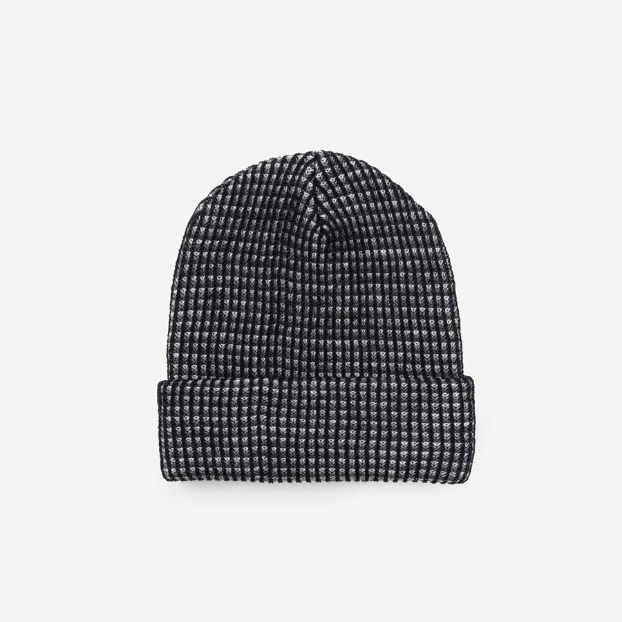 Simple Grid Knit Beanie- Black Gray