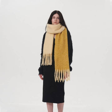 Women Warm Two-Color Mohair Scarf