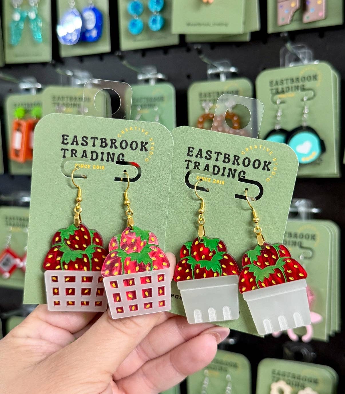 UV-Reactive Strawberry Basket Earrings