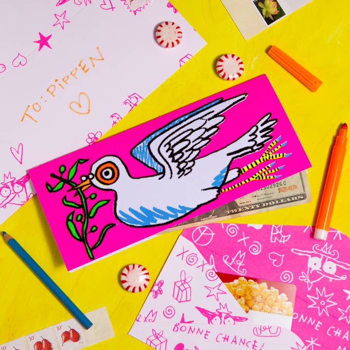 Fuzzy Neon Dove Card