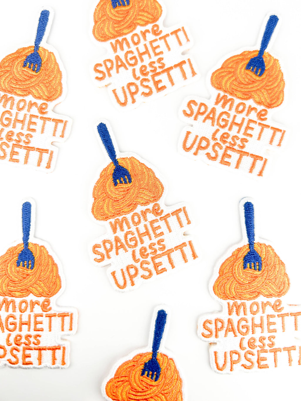 More Spaghetti Less Upsetti Patch Pasta Iron On Embroidered 
