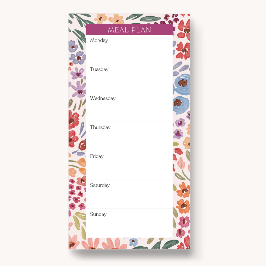 Floral Magnetic Meal Plan Notepad