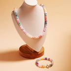 Flat Round Resin Bead Ombre Mixed Stretch Bracelet