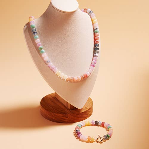 Flat Round Resin Beads Ombre Mixed Short Necklace