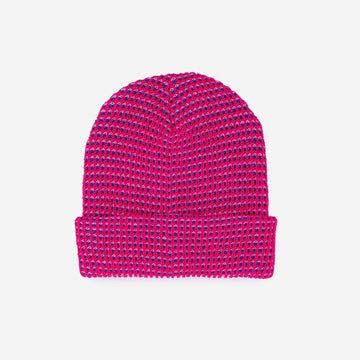 Simple Grid Knit Beanie- Fuschia