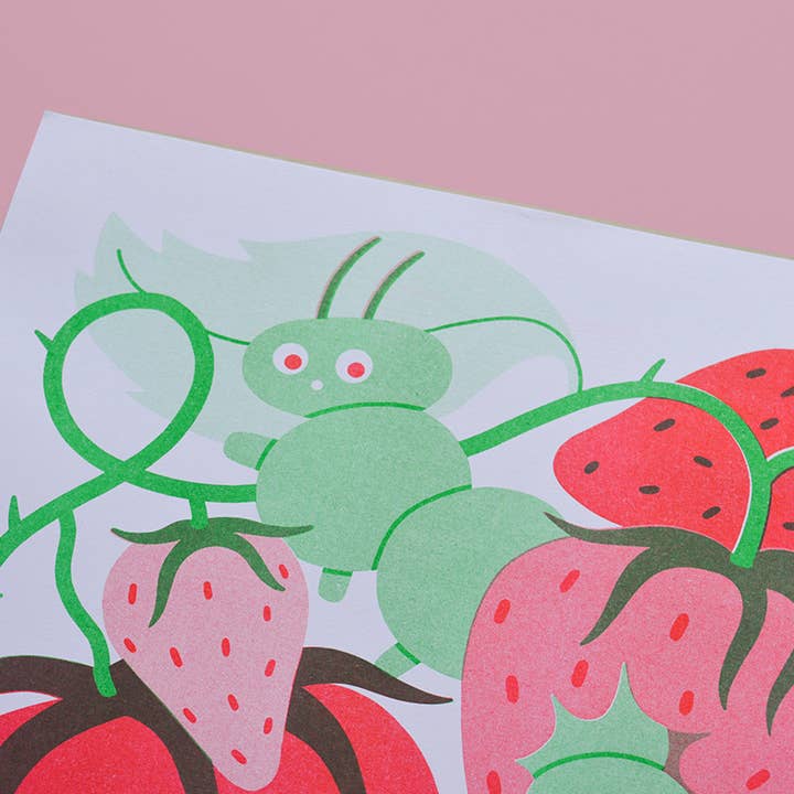 Eat Yer Strawbs Riso Print