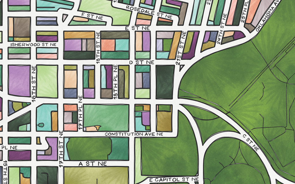Kingman Park Map Art Print