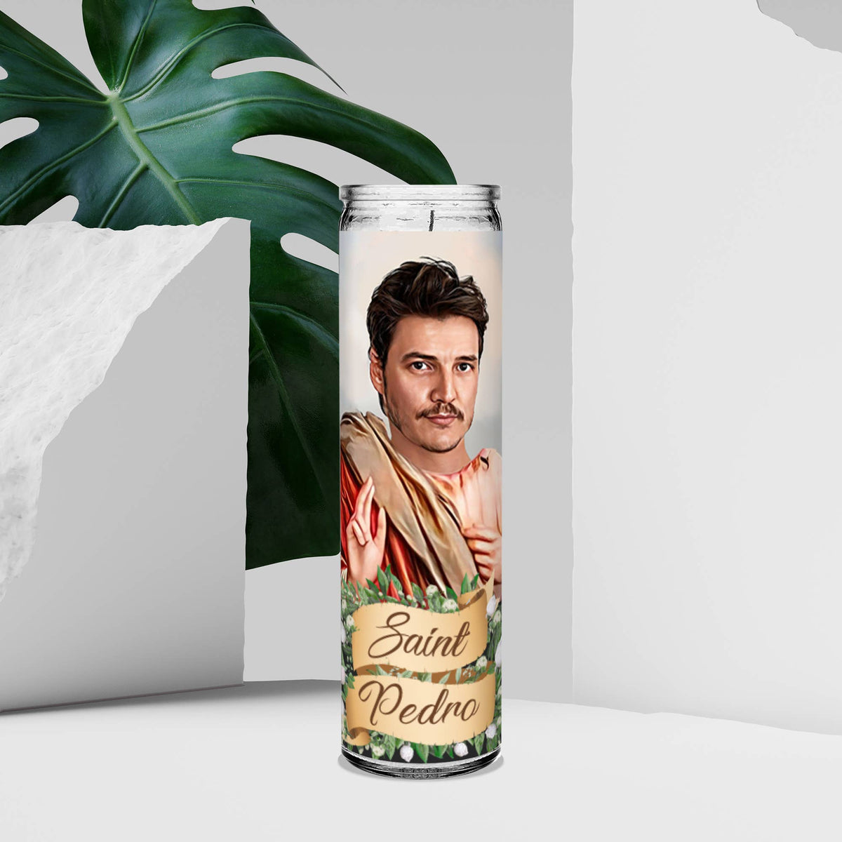 Saint Pedro Pascal Celebrity Prayer Candle - 8" white