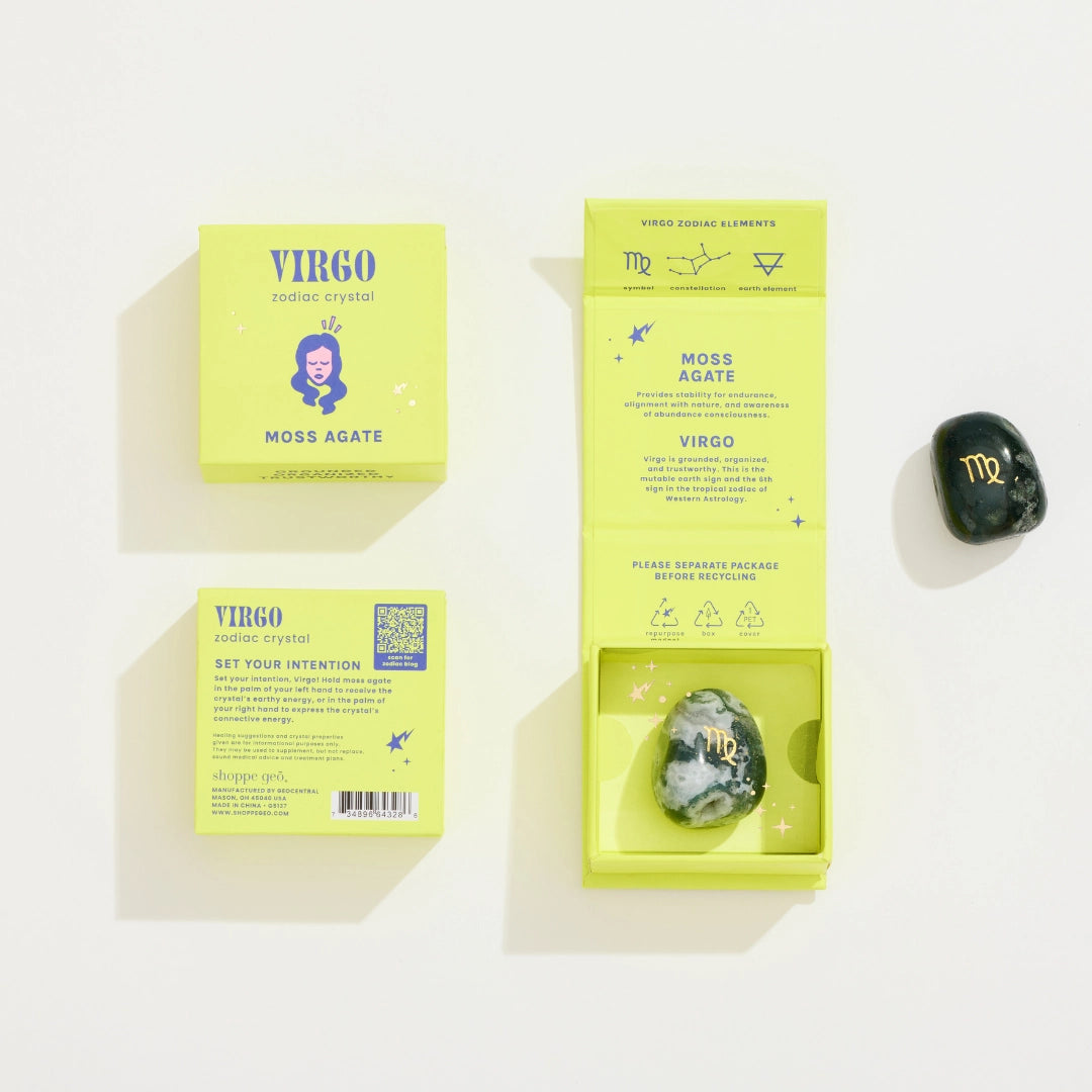 Virgo Boxed Zodiac Crystal – Moss Agate