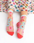 Ribbon Roses Sheer Ankle Socks