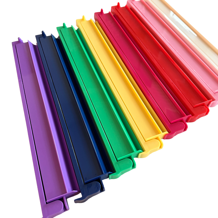Mahjong Rack and Pusher Set of 4 - Solid Colors Pink Yellow Green Purple