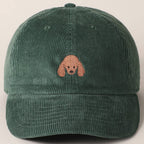 Cute Poodle Dog Embroidery Corduroy Baseball Cap