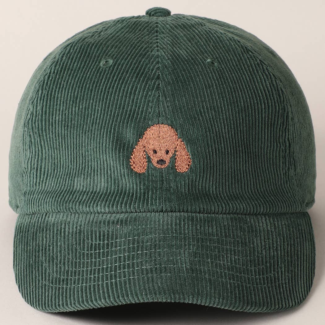 Cute Poodle Dog Embroidery Corduroy Baseball Cap