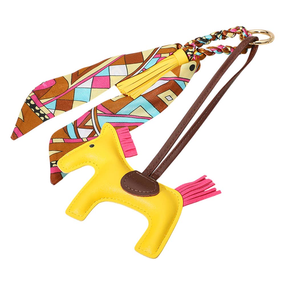 Faux Leather Horse Tassel Scarf Keychain / Bag Charm