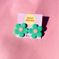 retro daisy stud earrings - seafoam