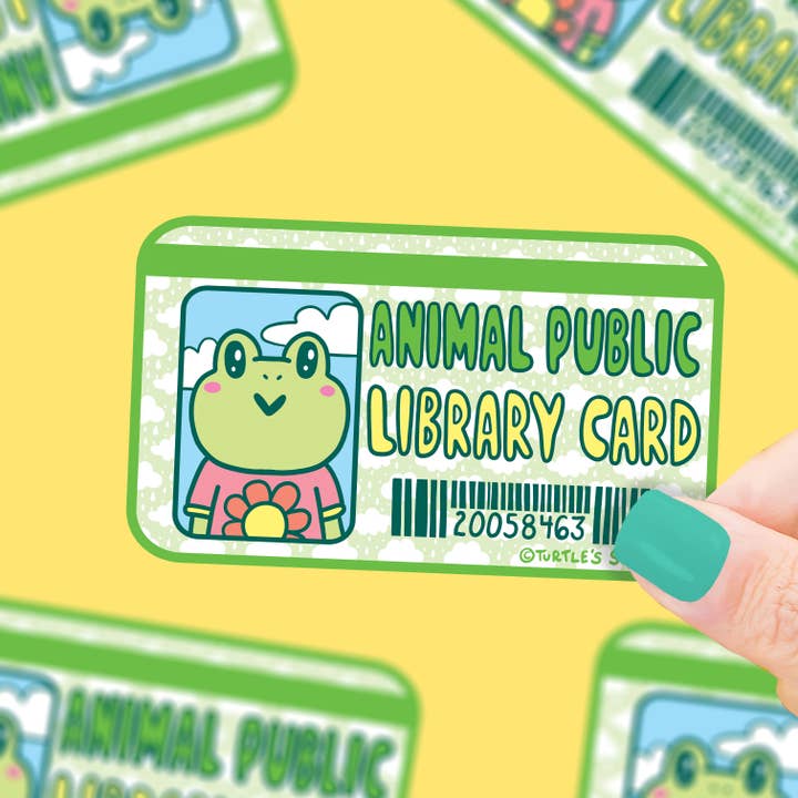 Frog Library Card Sticker