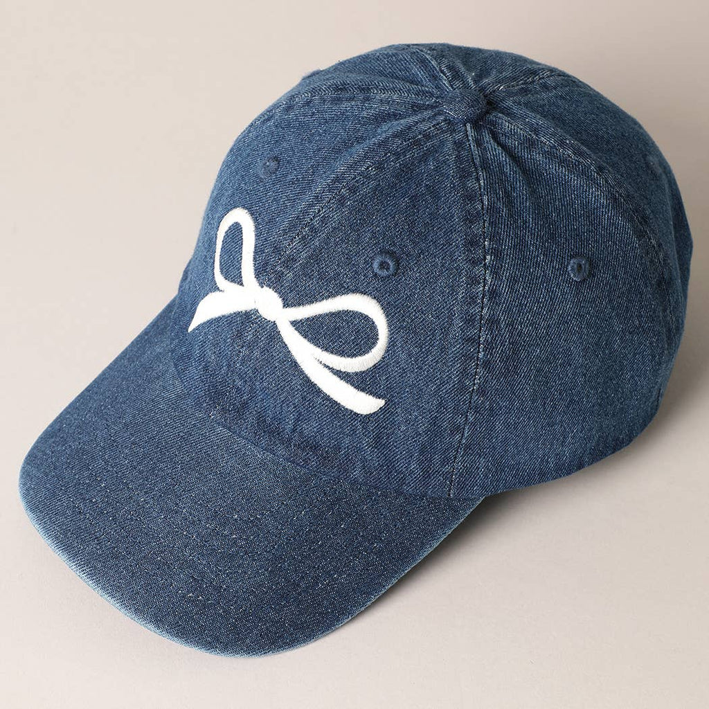 Trendy Bow Embroidered Denim Baseball Cap