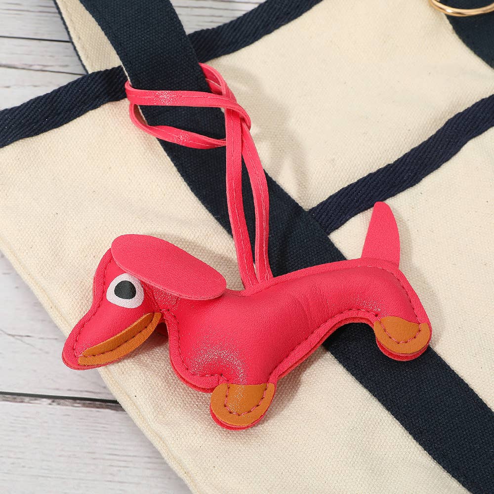 Faux Leather Dachshund Dog Bag Charm
