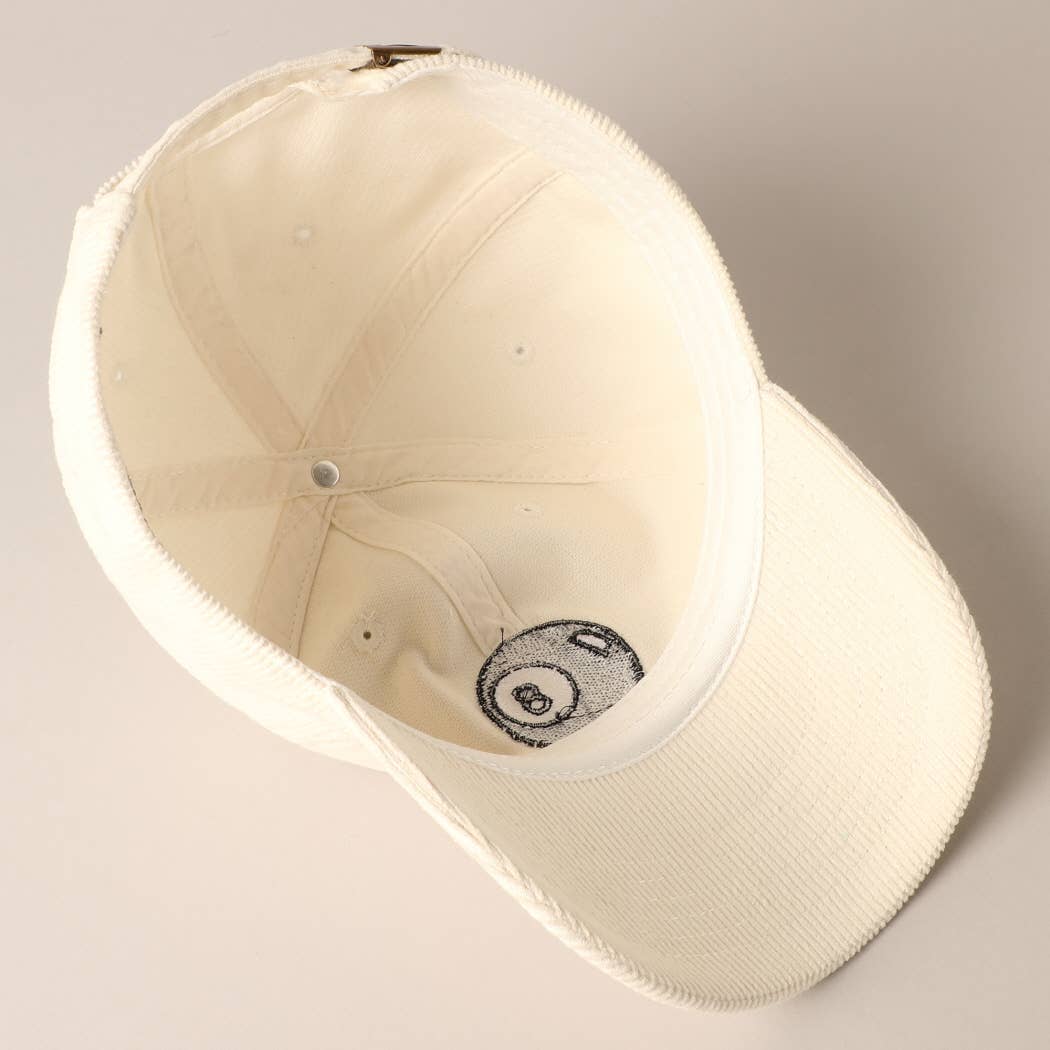8 Ball Embroidered Corduroy Cap