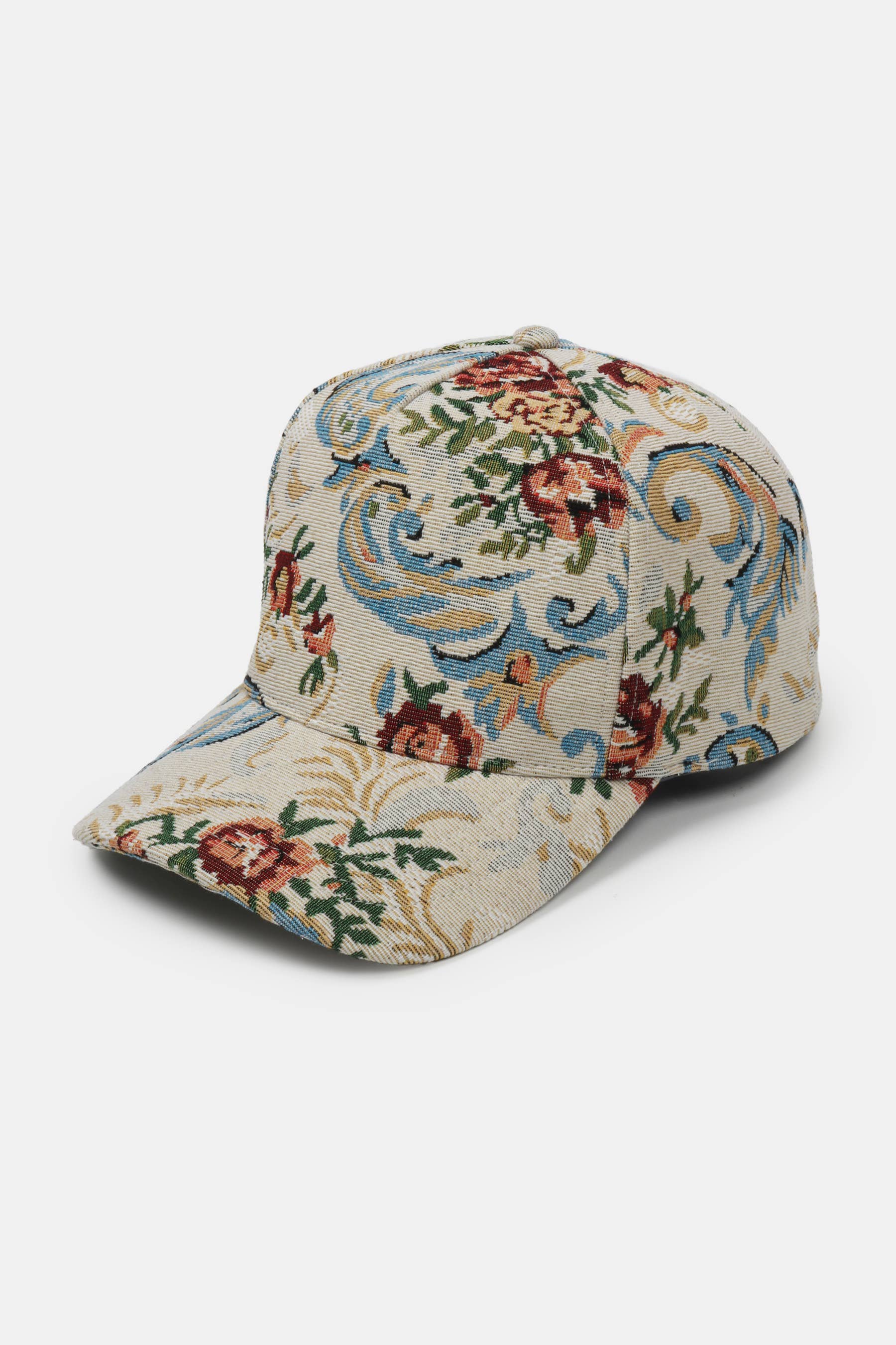 Floral Print in Brocade 5 Panel Baseball Cap