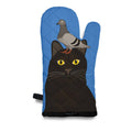 Pigeon on Black Kitty Cat Oven Mitt  