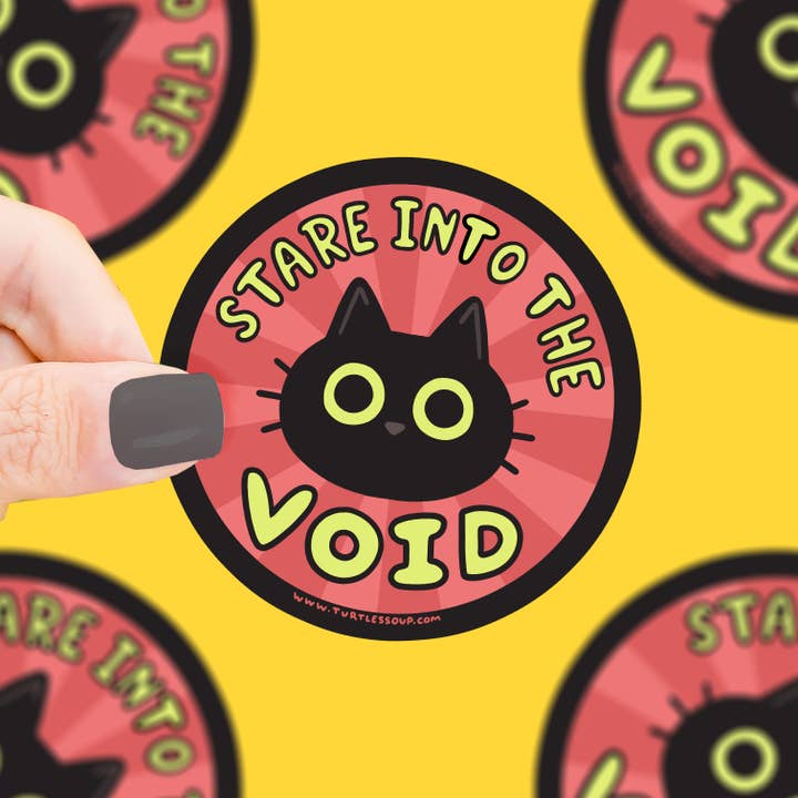Stare Into the Void Black Cat Sticker