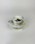 Lavender - Organic Soy Wax Candle, Dainty Floral Vintage Teacup and Saucer