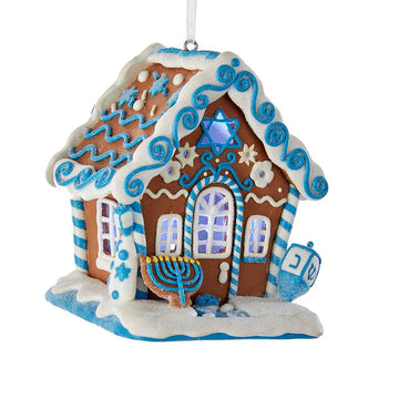 Hanukkah Gingerbread Led House Ornament