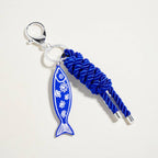Faux Leather Fish Charm Braided Knot Rope Bag Charm Keychain