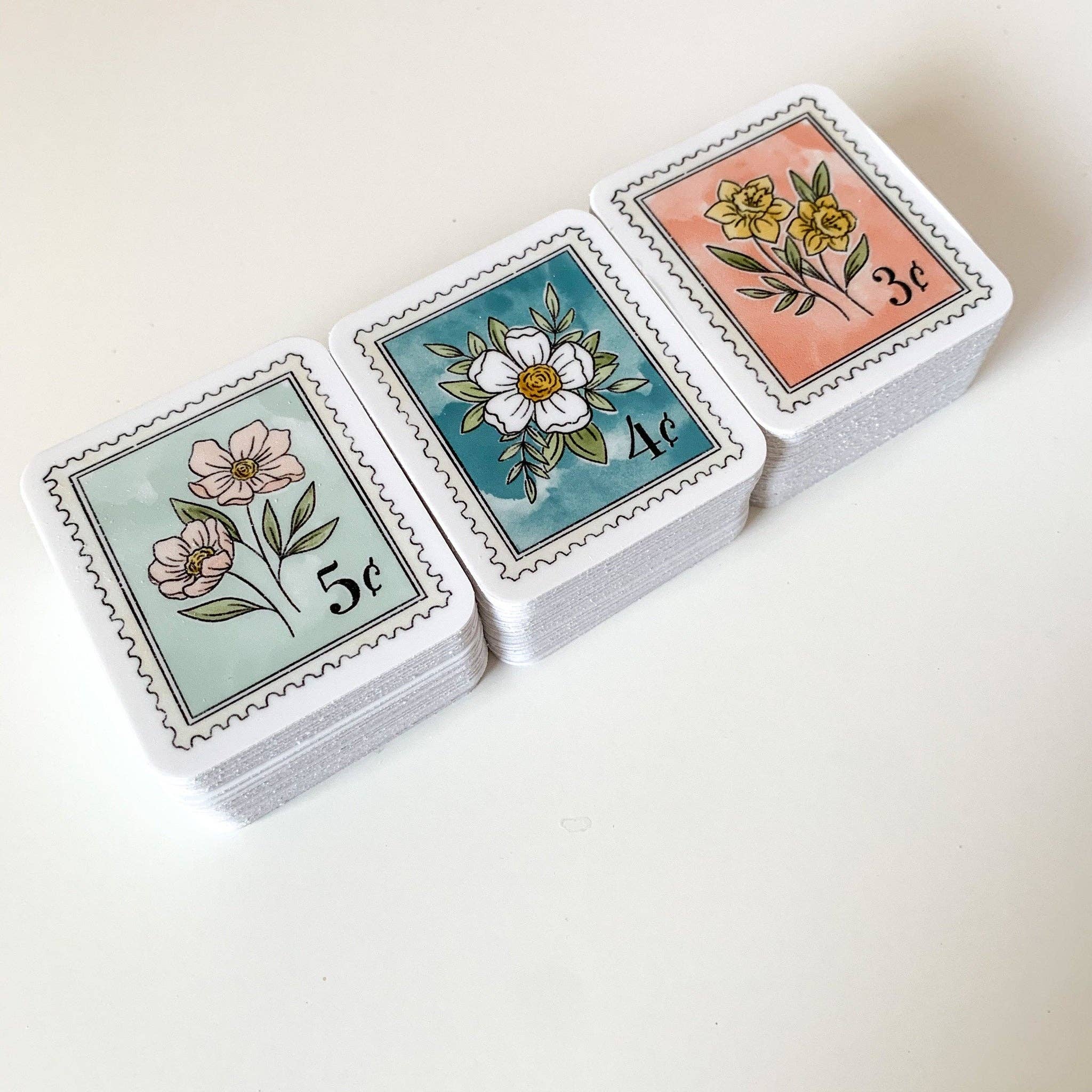 Light Blue Floral Stamp Sticker