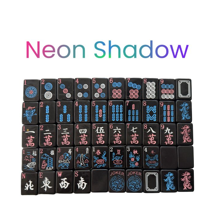 Black Mahjong Tiles - Neon Shadow – American Mahjong Tile Set (166 Tiles)